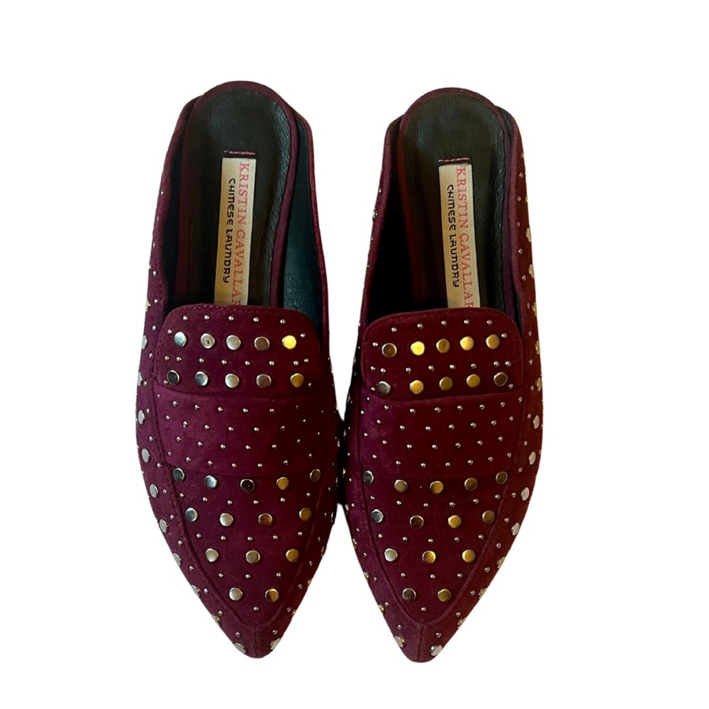 Kristen Cavallari x Chinese Laundry silver studded faux suede mules NWT size 6